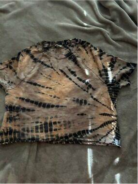 Women's PINK Victoria's Secret Short Sleeve Tee S Brown Black Tie-Dye